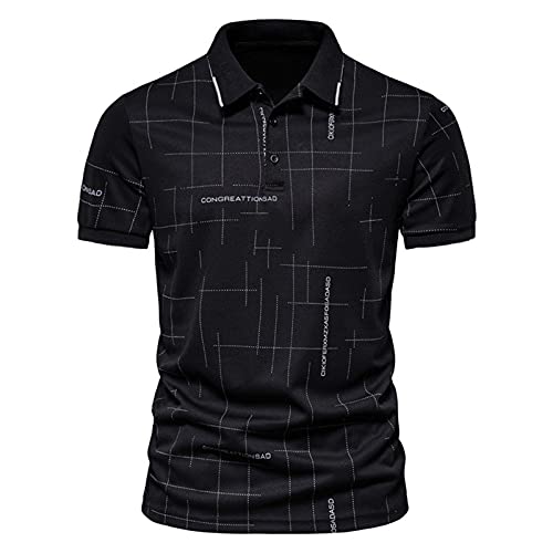 Poloshirts für Herren Sommer Kurzarmshirt Gepunktete Linie Bronzing Print Revers Kurzarm Polo Shirts Männer Basic Businesshemd Freizeithemd Oberteile von KAIXLIONLY