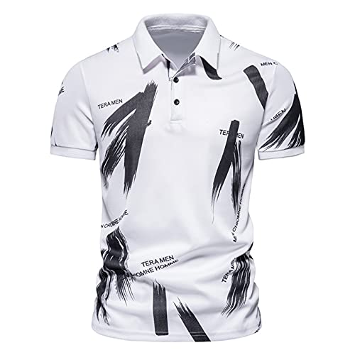 Poloshirts für Herren Sommer Kurzarmshirt Gepunktete Linie Bronzing Print Revers Kurzarm Polo Shirts Männer Basic Businesshemd Freizeithemd Oberteile von KAIXLIONLY