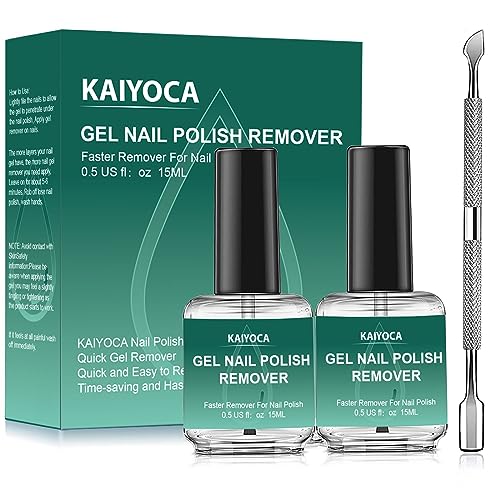 KAIYOCA Nail Polish Remover, 2 Packungen Nail Gel Nagellackentferner mit 1 Nagelhautschiebern, Entfernen Sie Soak Off Acrylic Gel Polish in 3-5 Minuten, verletzen Sie Ihre Nägel Nicht von KAIYOCA
