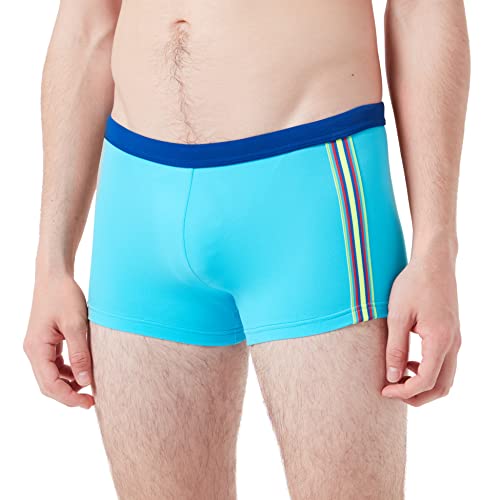 KAJYY Herren Mistral Swim Shorts Badehose, Türkis + mehrfarbiges, gestreiftes Band, XL von KAJYY