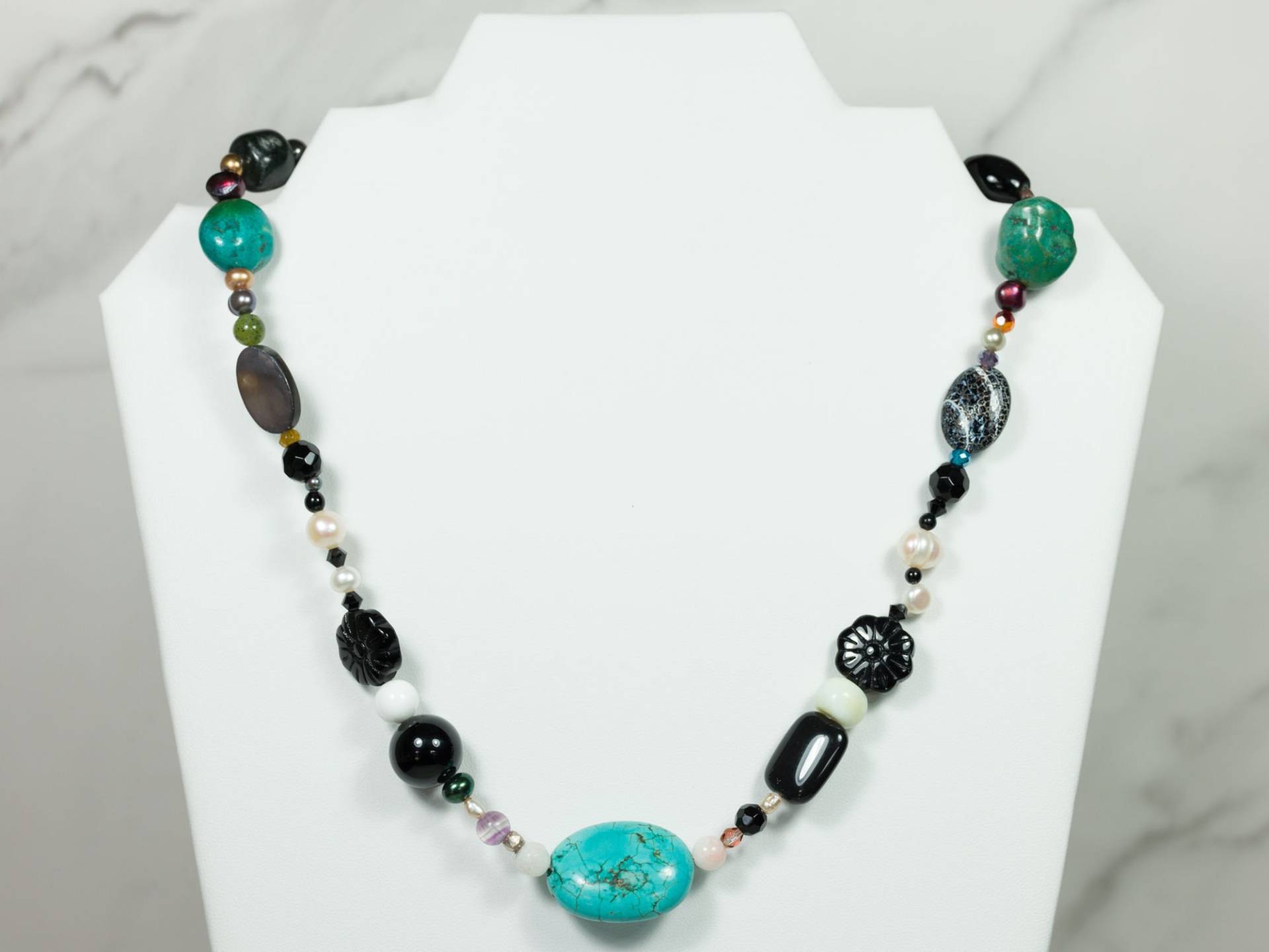 Gemischte Edelstein Und Süßwasser Perlen Halskette | Handmade Schmuck Gemischte Edelstein Und Süßwasser Perlen Halskette | Handmade Schmuck von KAKART