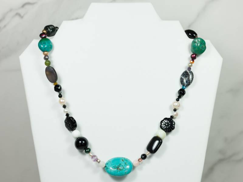 Gemischte Edelstein Und Süßwasser Perlen Halskette | Handmade Schmuck Gemischte Edelstein Und Süßwasser Perlen Halskette | Handmade Schmuck von KAKART