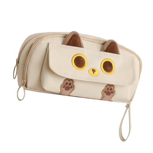 Federmäppchen mit großem Fassungsvermögen, Cartoon-Katzen-Federmäppchen, Make-up-Tasche, ästhetische Schreibwaren-Tasche, Make-up-Tasche von KAKASEA