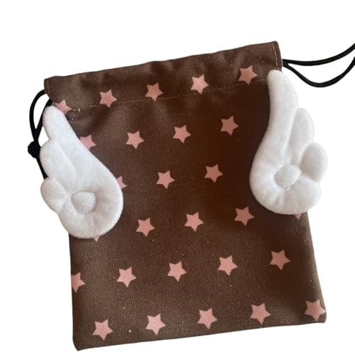 KAKASEA Tragbare Aufbewahrungstasche aus Segeltuch mit Sternenmuster, Make-up-Organizer, Kordelzug-Verschluss, Halter für Kosmetik, Schreibwaren, Blaue Sterne von KAKASEA