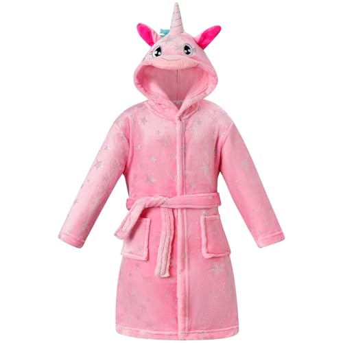KAKU NANU Bademantel Kinder Mädchen Flauschig Einhorn Plüsch Bademantel Morgenmantel Kinder Kuschel Geschenk Mädchen 4 5 Jahre 104 110 von KAKU NANU