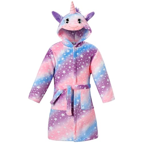 KAKU NANU Bademantel Kinder Mädchen Flauschig Einhorn Plüsch Bademantel Morgenmantel Kinder Kuschel Geschenk Mädchen 5 6 Jahre 116 von KAKU NANU