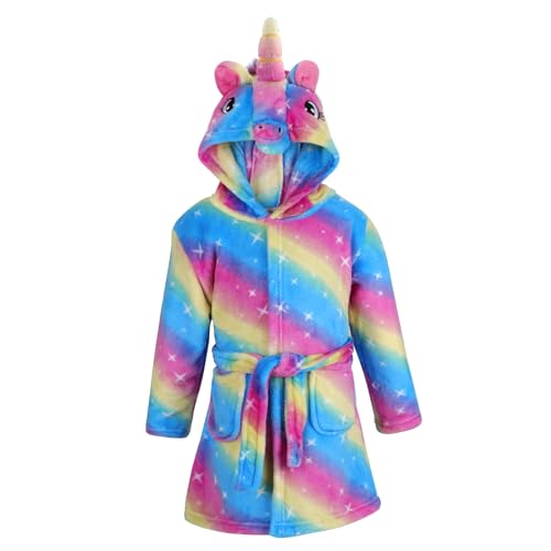 KAKU NANU Bademantel Kinder Mädchen Flauschig Einhorn Plüsch Bademantel Morgenmantel Kinder Kuschel Geschenk Mädchen 5 6 Jahre 116 von KAKU NANU