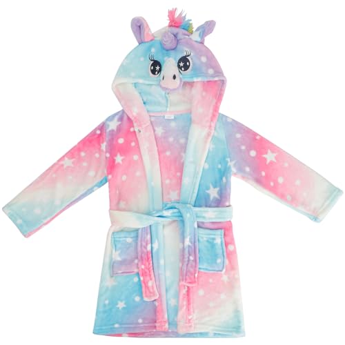 KAKU NANU Bademantel Kinder Mädchen Flauschig Einhorn Plüsch Bademantel Morgenmantel Kinder Kuschel Geschenk Mädchen 6 7 Jahre 122 von KAKU NANU