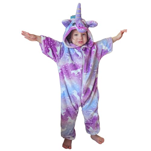 KAKU NANU Einhorn Overall Kinder Einteiliger Unicorn Onesie 4 5 6 Jahre Plüschkostüm Kinder von KAKU NANU