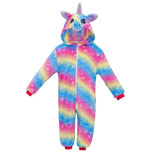 KAKU NANU Einhorn Overall Kinder Einteiliger Unicorn Onesie 6 7 8 Jahre Plüschkostüm Kinder von KAKU NANU
