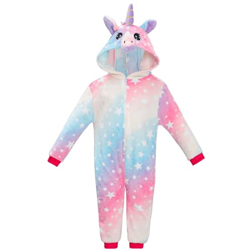 KAKU NANU Einhorn Overall Kinder Einteiliger Unicorn Onesie 6 7 8 Jahre Plüschkostüm Kinder von KAKU NANU