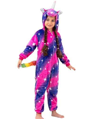 KAKU NANU Einhorn Overall Kinder Einteiliger Unicorn Onesie 4 5 6 Jahre Plüschkostüm Kinder von KAKU NANU
