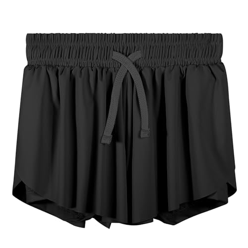 KAKU NANU Flowy Shorts 2-in-1 Röcke und Skorts für Mädchen 5–12 Jahre,6 Farben elastischer Skort mit Tasche Tennis Gymnastik Schule PE Sport von KAKU NANU