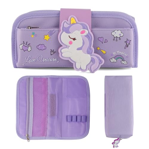 KAKU NANU Federmäppchen Kinder Mädchen Jungen Kawaii Mäppchen Pink Aesthetic Schulmäppchen Cute Pencil Case Lila von KAKU NANU