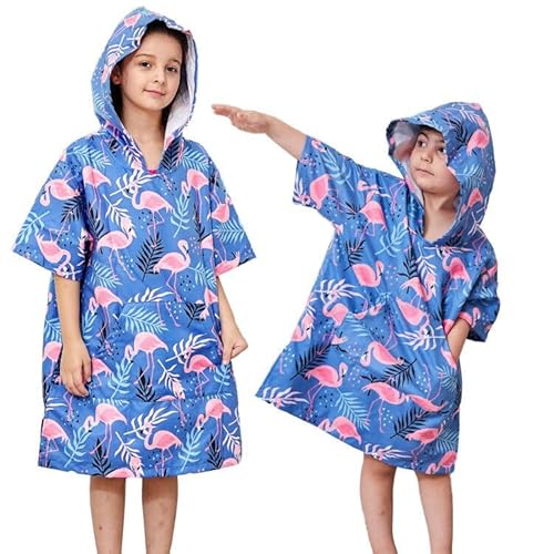 KAKU NANU Kinder Bademantel Mit Kapuze Mikrofaser Bademantel Badeponcho Mädchen Schnelltrocknendes Dryrobe 5 6 7 8 9 10 Jahre von KAKU NANU