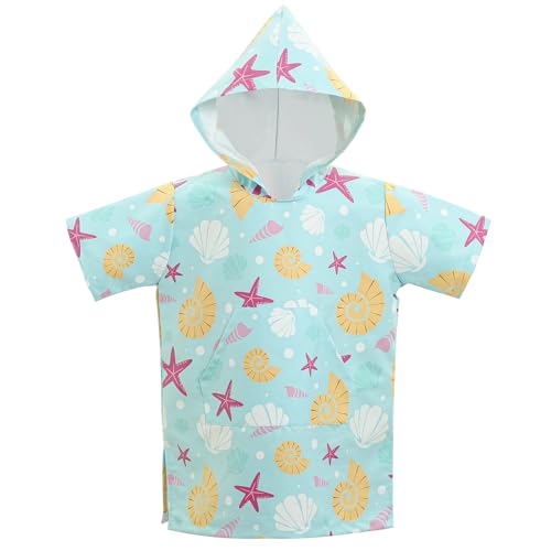 KAKU NANU Kinder Bademantel Mit Kapuze Mikrofaser Bademantel Badeponcho Mädchen Schnelltrocknendes Dryrobe Blau 5 6 7 8 9 10 Jahre von KAKU NANU