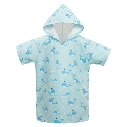 KAKU NANU Kinder Bademantel Mit Kapuze Mikrofaser Bademantel Badeponcho Mädchen Schnelltrocknendes Dryrobe Blau 5 6 7 8 9 10 Jahre von KAKU NANU