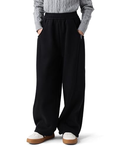 KAKU NANU Mädchenhose Pull Up Weites Bein Elastischer Bund Freizeit-Hose mit Taschen Stretch-Material 5-13 Jahre von KAKU NANU