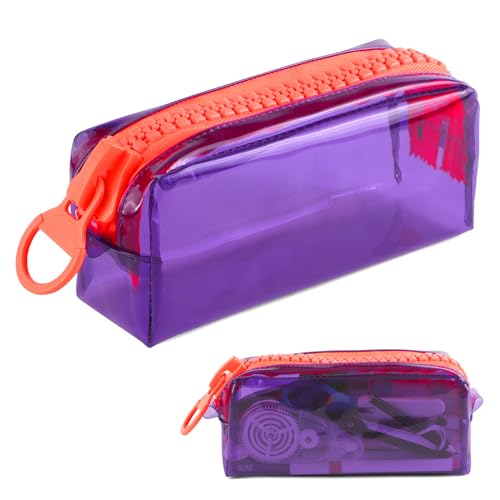 KAKU NANU Federmäppchen Mädchen Jungen Kinder Durchsichtig Pencil Case Aesthetic Special Mäppchen Groß Teenager Schulsachen Lila von KAKU NANU