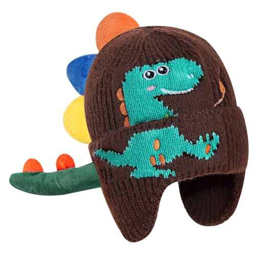 KAKU NANU Mütze Baby Beanie Dino Mütze Kinder Baby Mädchen and Jungen Wintermütze Braun 1 2 3 Jahre von KAKU NANU