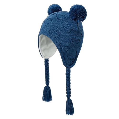 KAKU NANU Mütze Baby Wintermütze Beanie Baby Mädchen and Jungen Bommel für Mütze mit Ohrenklappen Kinder Blau 6-12 Monate von KAKU NANU