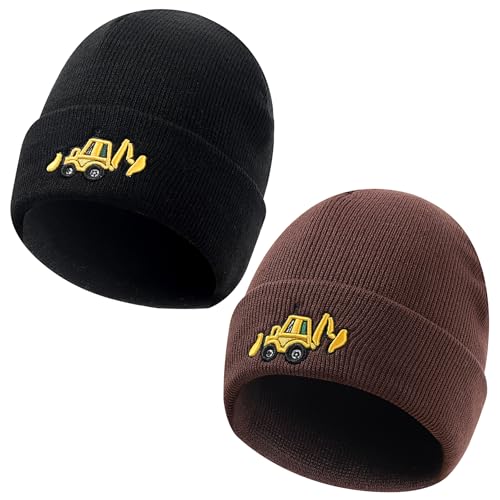 KAKU NANU Mütze Kinder Baby Jungen Mütze Herbst Wintermütze Beanie Kinder Jungen Mädchen Strickmütze Schwarz-Beige 2 3 4 5 6 7 8 Jahre von KAKU NANU