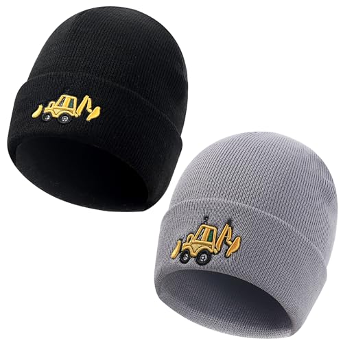 KAKU NANU Mütze Kinder Baby Jungen Mütze Herbst Wintermütze Beanie Kinder Jungen Mädchen Strickmütze Schwarz-Grau 2 3 4 5 6 7 8 Jahre von KAKU NANU