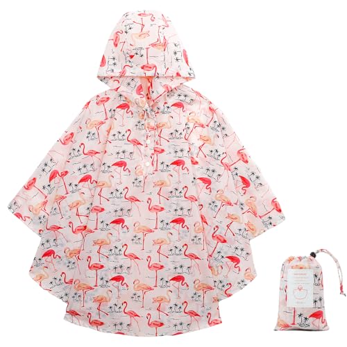 KAKU NANU Regenponcho Kinder Regencape Poncho mit Kapuze Wasserdicht Regen Cape Regenponcho Leicht Jungen Mädchen Wiederverwendbar 116 122 128 134 140 148 152 von KAKU NANU
