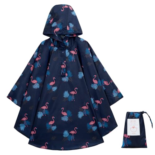 KAKU NANU Regenponcho Kinder Regencape Poncho mit Kapuze Wasserdicht Regen Cape Regenponcho Leicht Jungen Mädchen Wiederverwendbar 116 122 128 134 140 148 152 von KAKU NANU