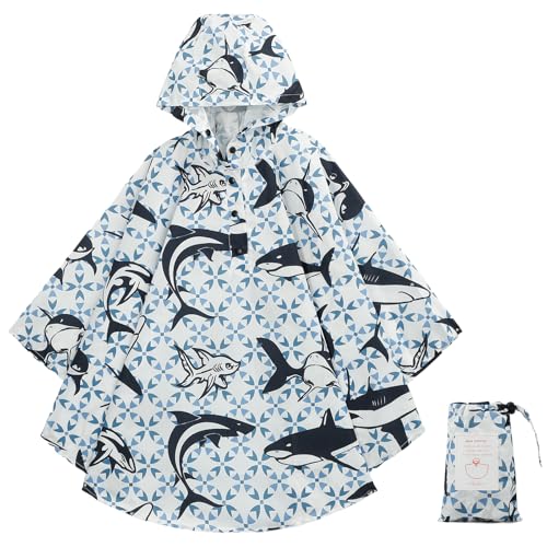 KAKU NANU Regenponcho Kinder Regencape Poncho mit Kapuze Wasserdicht Regen Cape Regenponcho Leicht Jungen Mädchen Wiederverwendbar 116 122 128 134 140 148 152 von KAKU NANU