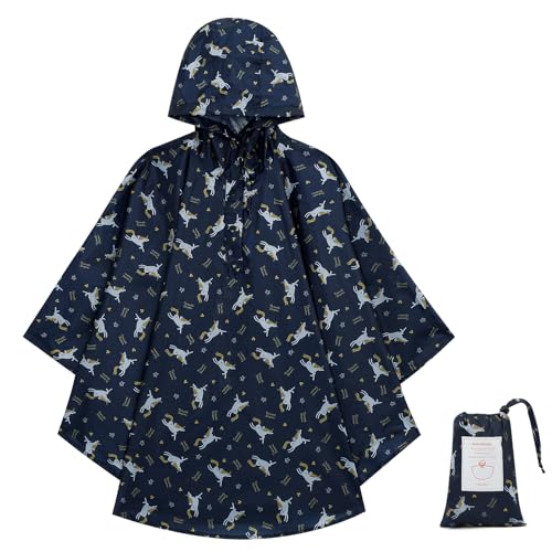 KAKU NANU Regenponcho Kinder Regencape Poncho mit Kapuze Wasserdicht Regen Cape Regenponcho Leicht Jungen Mädchen Wiederverwendbar 116 122 128 134 140 148 152 von KAKU NANU