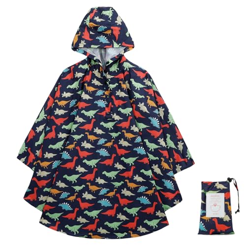 KAKU NANU Regenponcho Kinder Regencape Poncho mit Kapuze Wasserdicht Regen Cape Regenponcho Leicht Jungen Mädchen Wiederverwendbar 98 104 110 von KAKU NANU