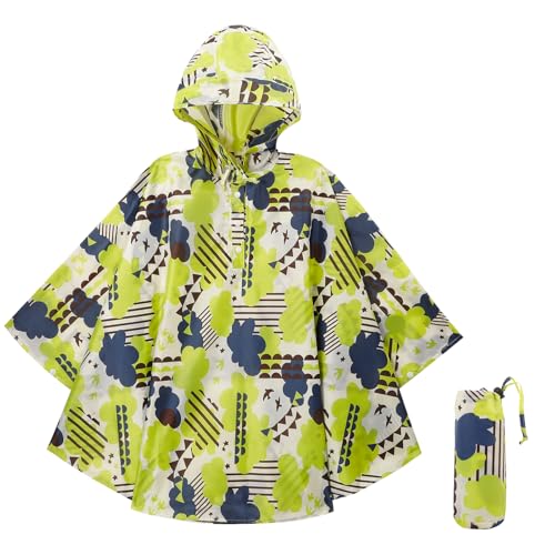 KAKU NANU Regenponcho Kinder Regencape Poncho mit Kapuze Wasserdicht Regen Poncho Cape Regenponcho Leicht Jungen Mädchen Wiederverwendbar Gelb 116 122 128 134 140 von KAKU NANU