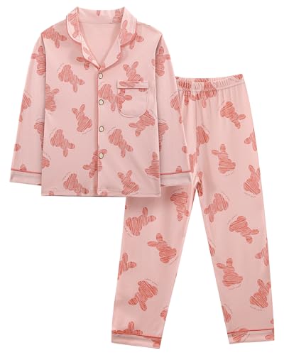KAKU NANU Schlafanzug Mädchen Pyjama Set Lang Kinder Schlafanzug Kleinkind Baumwolle 128 134 von KAKU NANU