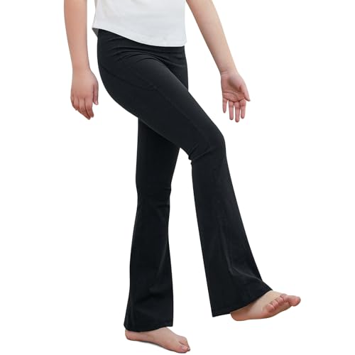 KAKU NANU Schlaghose Mädchen Leggings Flared Leggings Schwarz Kinder Sporthose Mädchen Yogahose 146 152 von KAKU NANU