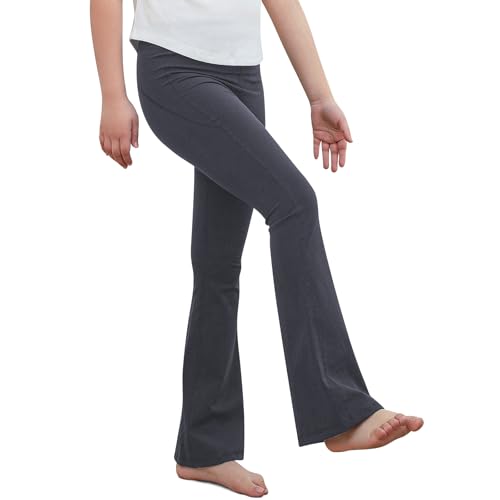 KAKU NANU Schlaghose Mädchen Leggings Flared Leggings Schwarz Kinder Sporthose Mädchen Yogahose 152 158 von KAKU NANU