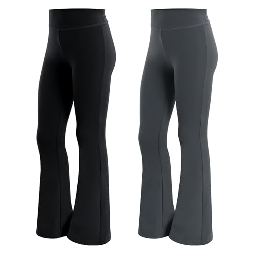 KAKU NANU Schlaghose Mädchen Leggings Schwarz Kinder Flared Leggings Sporthose Mädchen Yogahose 134 140 von KAKU NANU