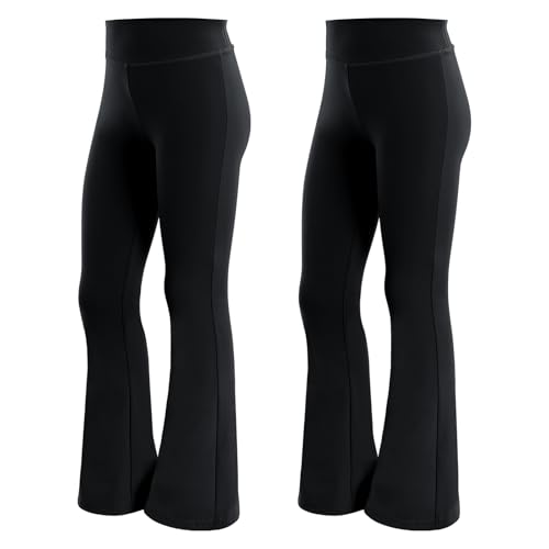 KAKU NANU Schlaghose Mädchen Leggings Schwarz Kinder Flared Leggings Sporthose Mädchen Yogahose 134 140 von KAKU NANU