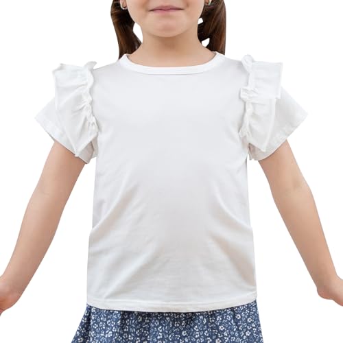 KAKU NANU T Shirt Mädchen Basic Tops White für Mädchen Baumwolle Weiße 3 4 Jahre 98 104 von KAKU NANU