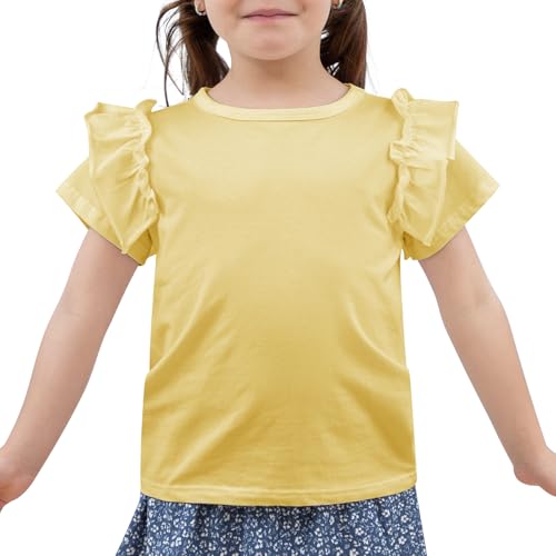 KAKU NANU T Shirt Mädchen Basic Tops für Mädchen Baumwolle Gelb 9 10 Jahre 134 140 von KAKU NANU