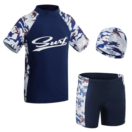 KAKU NANU UV Badebekleidung Junge Badeanzug Kinder Rashguard-Sets Schwimmanzug Badehosen für Jungen 12 13 14 Jahre 152-158 Urlaub Must Haves von KAKU NANU