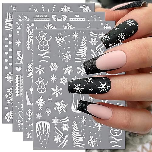 3D Nagelsticker Weihnachten, 4 Blatt 5D Selbstklebend Nagelaufkleber Stereoskopisch Nail Art Sticker Dekoration Nageldesign Zubehör von KALEFUL