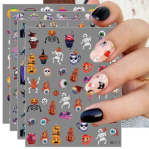 Nagelsticker Halloween, 10 Blatt Selbstklebend Nagelaufkleber Nail Art Sticker Dekoration Nageldesign Zubehör von KALEFUL