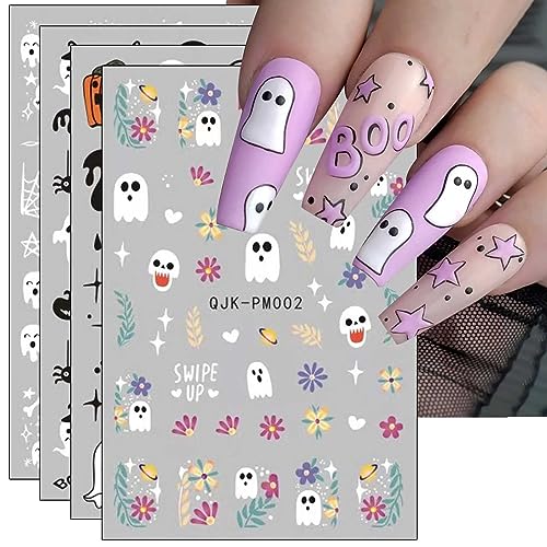 Nagelsticker Halloween, 10 Blatt Selbstklebend Nagelaufkleber Nail Art Sticker Dekoration Nageldesign Zubehör von KALEFUL