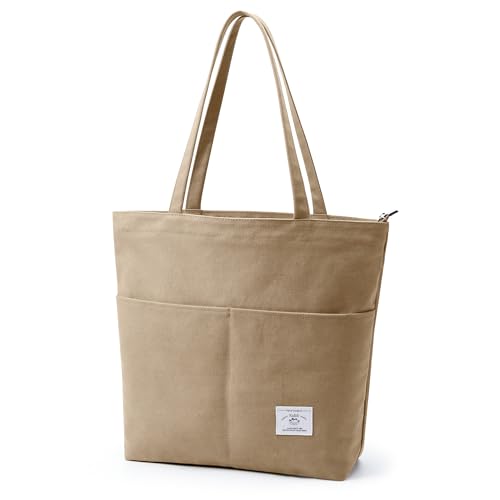 KALIDI Canvas Tasche Damen Handtasche mit Vorderen Taschen Umhängetasche Shopper Tasche Damen Groß Schultertasche für Schule Arbeit Einkauf Alltag Reisen von KALIDI FANCY FOREST
