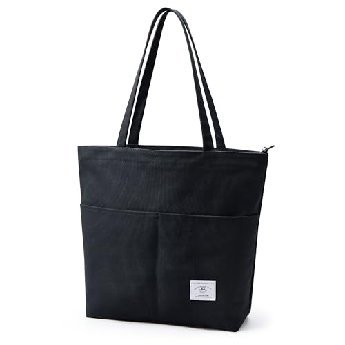 KALIDI Canvas Tasche Damen Handtasche mit Vorderen Taschen Umhängetasche Shopper Tasche Damen Groß Schultertasche für Schule Arbeit Einkauf Alltag Reisen von KALIDI FANCY FOREST
