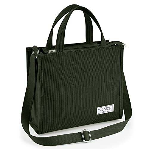 KALIDI Cord Tasche Umhängetasche Damen mit Reißverschluss, Handtasche Schultertasche Shopper für Schule Arbeit Alltag Lässige von KALIDI FANCY FOREST