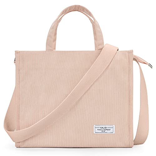 KALIDI Cord Tasche Umhängetasche Damen mit Reißverschluss, Handtasche Schultertasche Shopper für Schule Arbeit Alltag Lässige von KALIDI FANCY FOREST