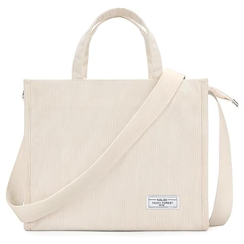 KALIDI Cord Tasche Umhängetasche Damen mit Reißverschluss, Handtasche Schultertasche Shopper für Schule Arbeit Alltag Lässige von KALIDI FANCY FOREST