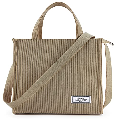 KALIDI Cord Tasche Umhängetasche Damen mit Reißverschluss, Handtasche Schultertasche Shopper für Schule Arbeit Alltag Lässige von KALIDI FANCY FOREST